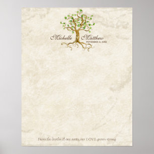 Swirl Tree Roots Antique Tan Wedding Sheet Poster
