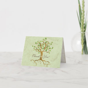 Swirl Tree Roots Antiqued Sage Thank You Note Card Dankeskarte