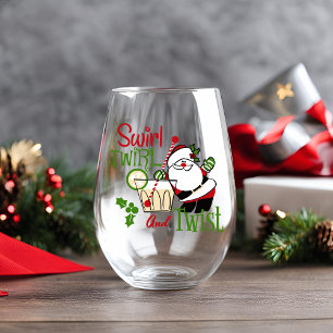 Swirl, Twirl & Drehung Mitte Jahrhundert Weihnacht Weinglas Ohne Stiel