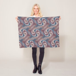 Swirling Hares Tesselation Blue Brown Blanket 7 Fleecedecke