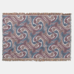 Swirling Hares Tesselation Blue Brown T Blanket 7 Decke