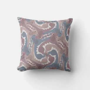 Swirling Hares Tesselation Blue Gray Pillow 1 Kissen