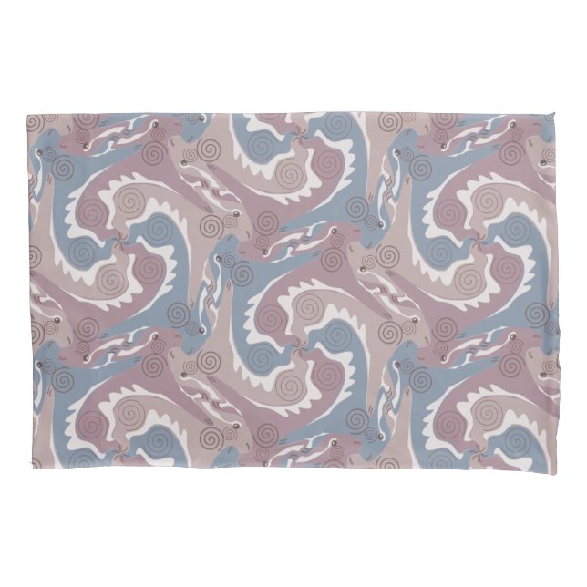 Swirling Hares Tesselation Blue Gray Pillow Fall 1 Kissenbezug (Vorderseite)