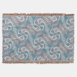 Swirling Hares Tesselation Blue T Blanket 3 Decke