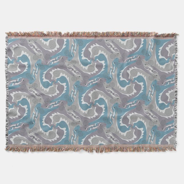 Swirling Hares Tesselation Blue T Blanket 3 Decke (Vorderseite)