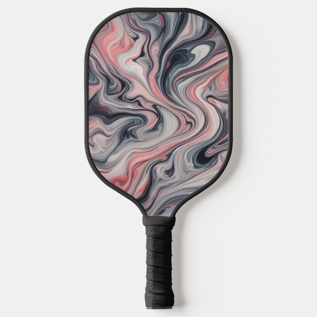 Swirling Shades of Pink, Grey, and White Pickleball Schläger (Vorderseite)