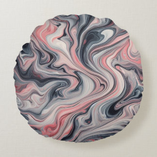Swirling Shades of Pink, Grey, and White Rundes Kissen