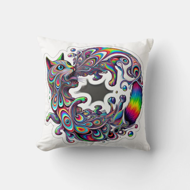 Swirling Spiral Cat Throw Pillow Kissen (Vorderseite)