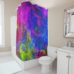 Swirling String Painting Multi Color Design Duschvorhang