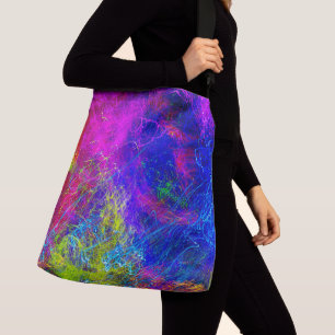 Swirling String Painting Multi Color Design Tragetaschen Mit Langen Trägern