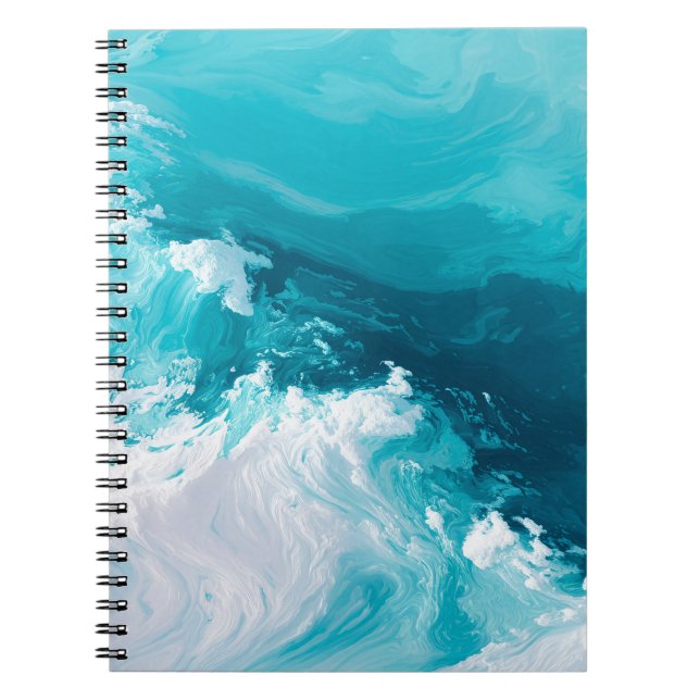 Swirling Turquoise Waves Abstract Ocean Wave Art Notizblock (Vorderseite)