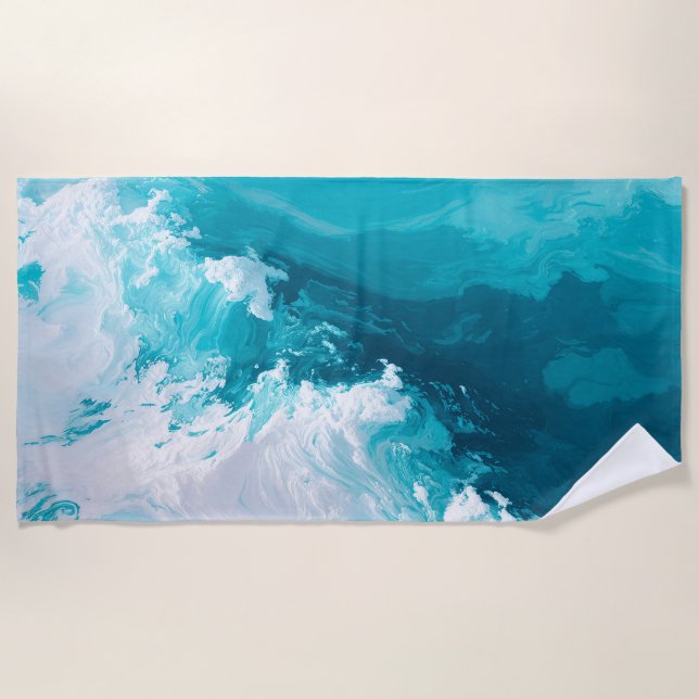 Swirling Turquoise Waves Abstract Ocean Wave Art Strandtuch (Vorderseite)