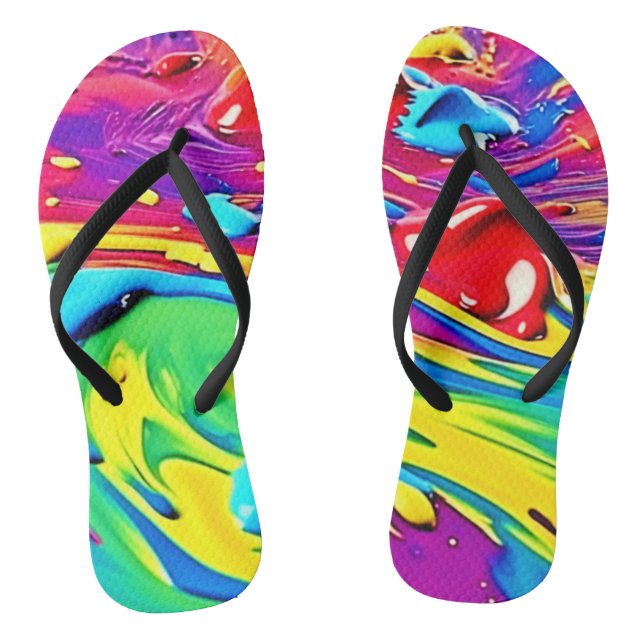 Swirling Vibrant Paint Art Flip Flops (Fußbett)