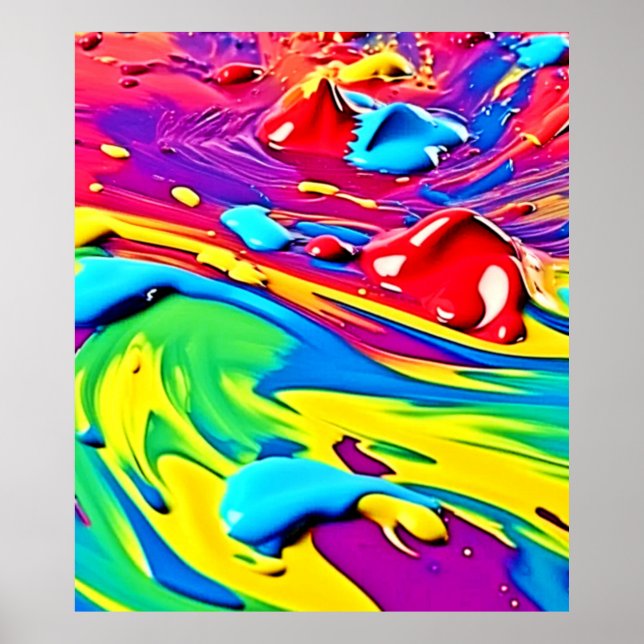 Swirling Vibrant Paint Art Poster (Vorne)