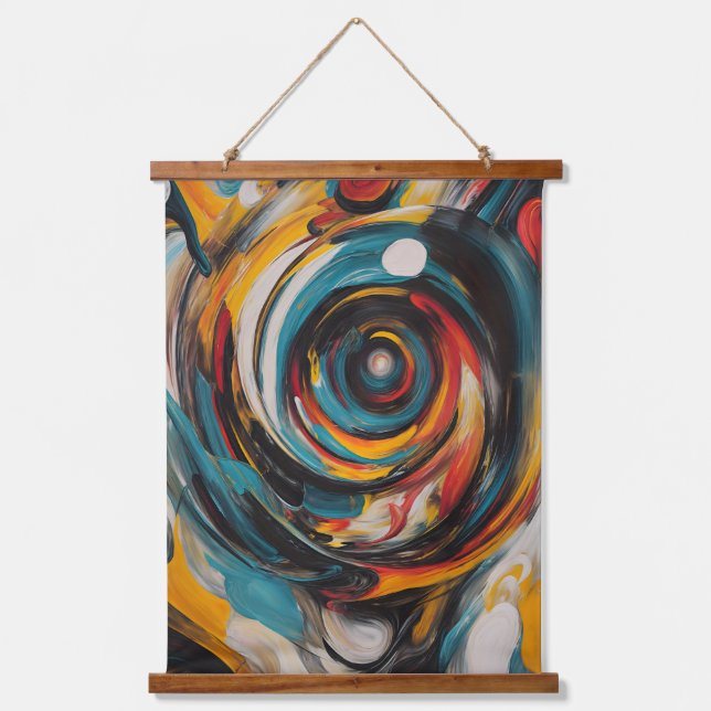 Swirling Vortex Abstrakt Expressionismus Moderne K Wandteppich Mit Holzrahmen (Vorderseite)