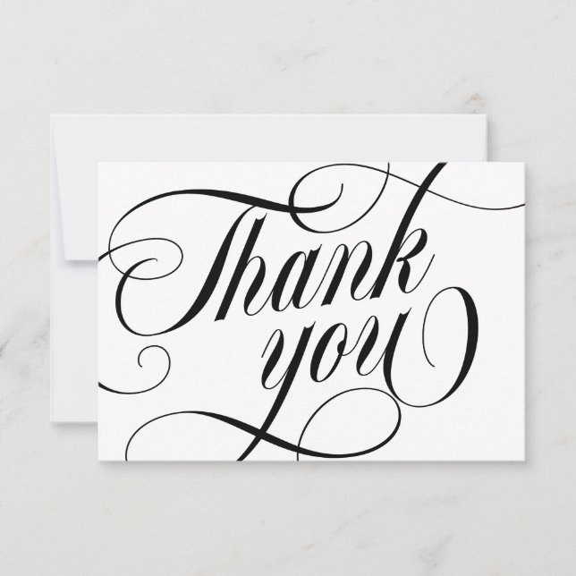 Swirly Elegant Black Script Thank You With Love Dankeskarte (Vorderseite)