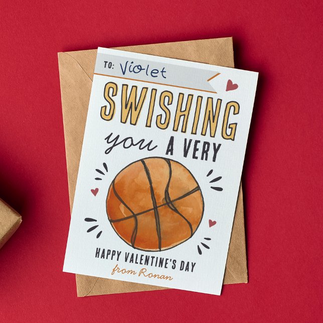 Swish Basketball-Klassenzimmer Valentine's Day Car Einladung (Von Creator hochgeladen)