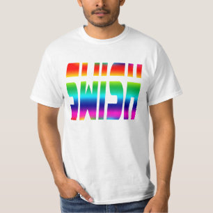 Swish mit Regenbogen farbigen Buchstaben T-Shirt