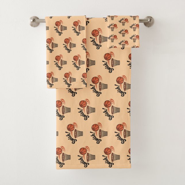 Swish Slam Dunk: Vintager Basketballstil Badhandtuch Set (Insitu)