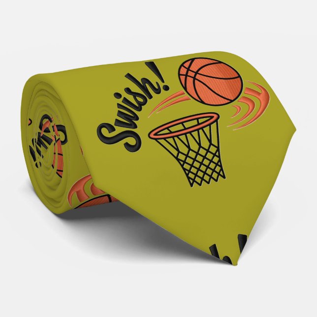 Swish Slam Dunk: Vintager Basketballstil Krawatte (Gerollt)