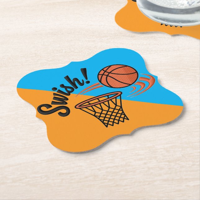Swish Slam Dunk: Vintager Basketballstil Untersetzer (angewinkelt)