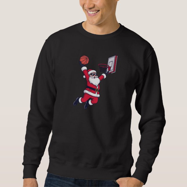 Swishmas Hoops: Santa Dunking Christmas Funny Sweatshirt (Vorderseite)
