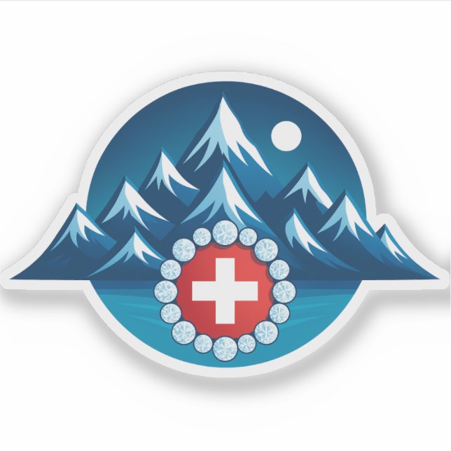 Swiss Alps Illustration Aufkleber (Vorderseite)