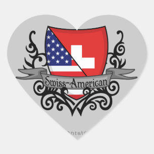 Swiss-American Shield Flag Herz-Aufkleber
