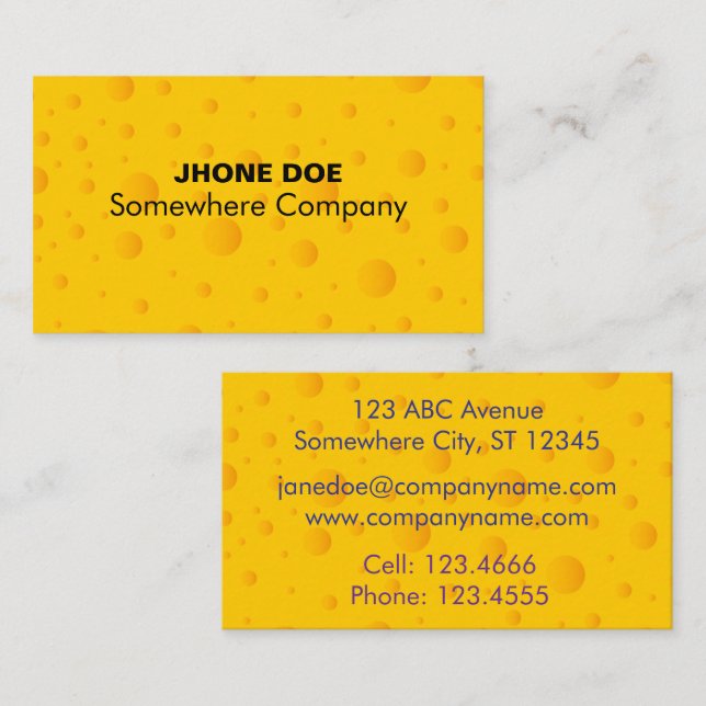 Swiss Cheezy Texture Pattern Business Card Visitenkarte (Vorne/Hinten)