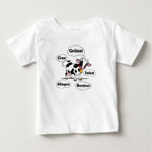 Swiss Cow Grüezi Bonjour Ciao Schweiz Reisen Baby T-shirt