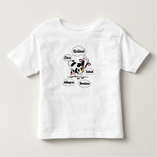 Swiss Cow Grüezi Bonjour Ciao Schweiz Reisen Kleinkind T-shirt