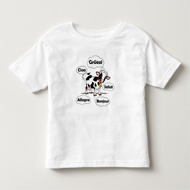 Swiss Cow Grüezi Bonjour Ciao Schweiz Reisen Kleinkind T-shirt (Vorderseite)