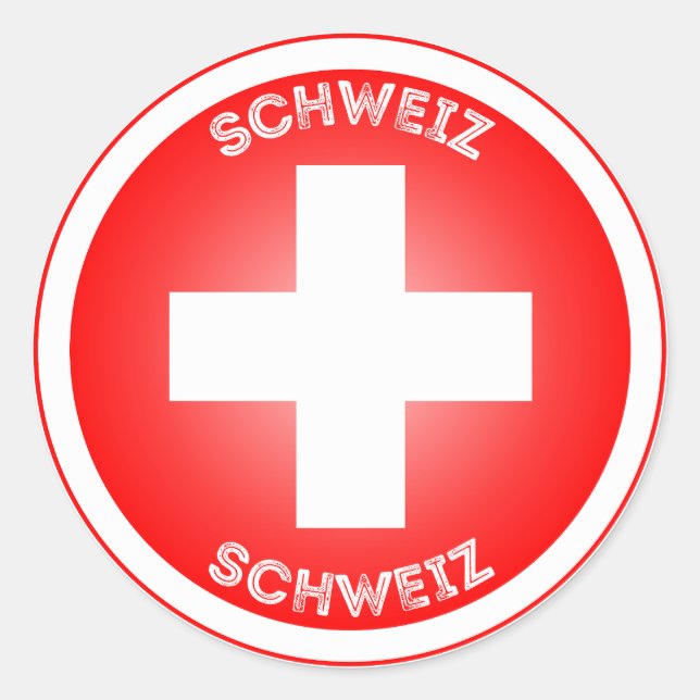 Swiss Cross Schweiz Circle Shape Runder Aufkleber (Vorderseite)