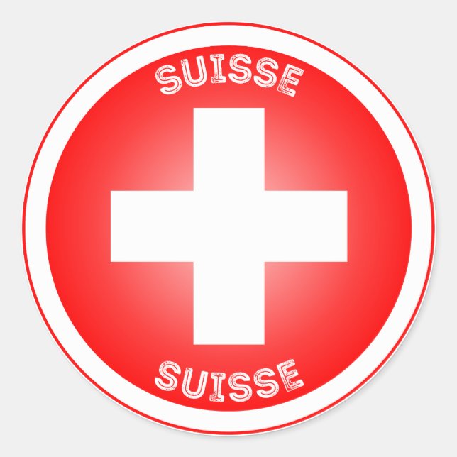 Swiss Cross Suisse Circle Shape Runder Aufkleber (Vorderseite)