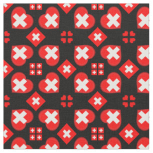 Swiss Flag & Heart, Schweiz Fabric mode Stoff