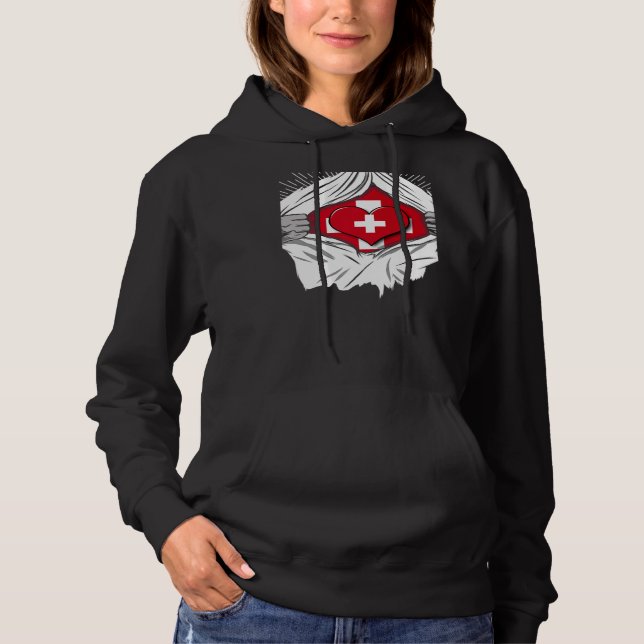 Swiss flag home of Switzerland   Hoodie (Vorderseite)