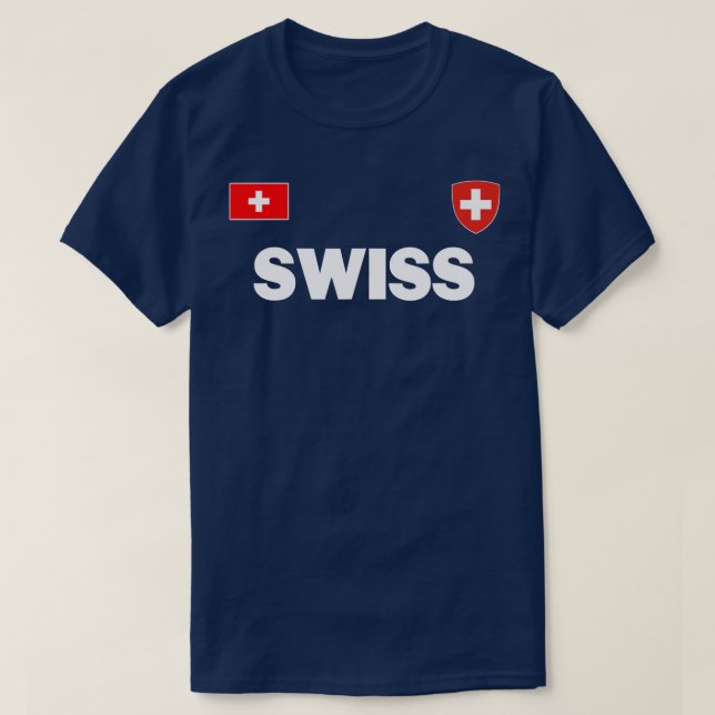 Swiss Football Soccer Jersey Ball Travel Cross  T-Shirt (Design vorne)