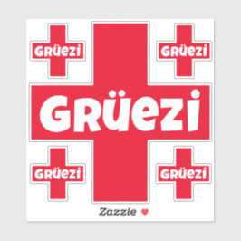 Swiss Hello Gruezi Fünf separate Die Sticker