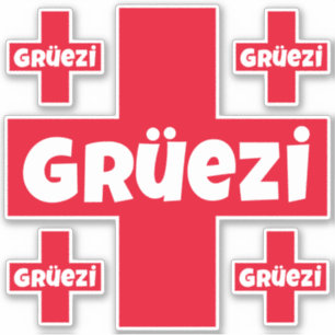 Swiss Hello Gruezi Fünf separate Die Sticker
