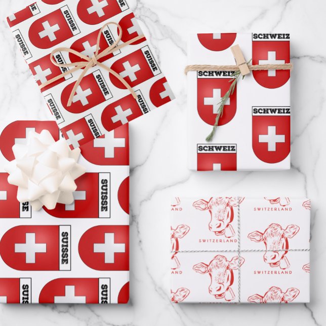 Swiss Inspiriert Wrapping Paper Flat Sheet Set 3 Geschenkpapier Set (Von Creator hochgeladen)