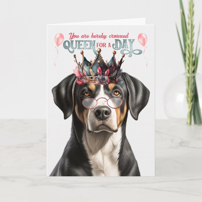 Swiss Mountain Dog Queen Day Funny Birthday Karte (Vorderseite)