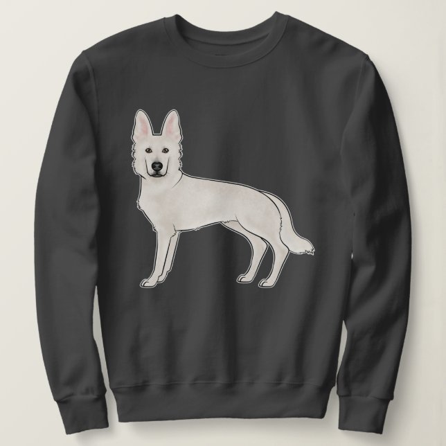 Swiss Shepherd White German Shepherd Cartoon Dog Sweatshirt (Design vorne)