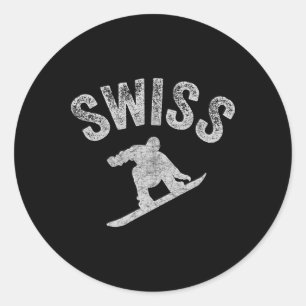 Swiss Snowboard Schweiz Snowboarder Cool Snowboard Runder Aufkleber