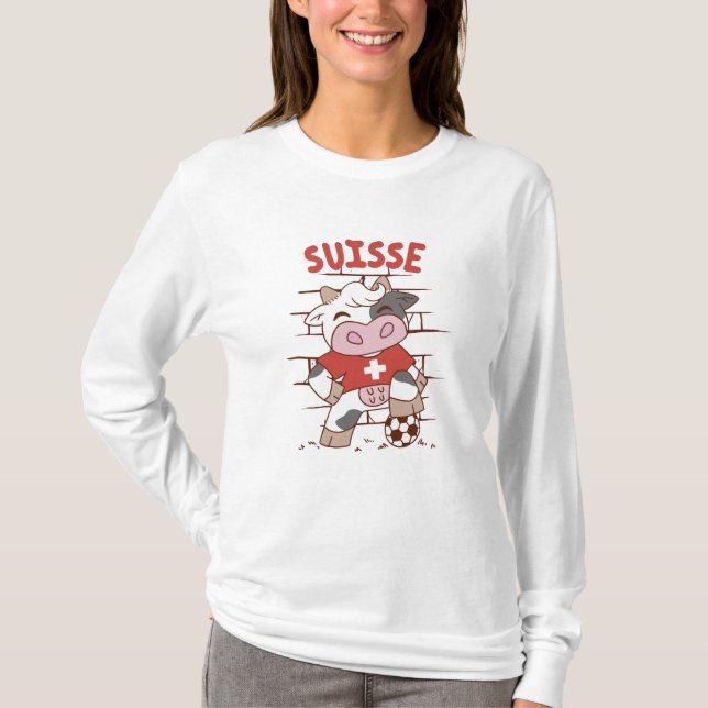 Swiss Soccer Cow Football Fan Switzerland Flag T-Shirt (Vorderseite)