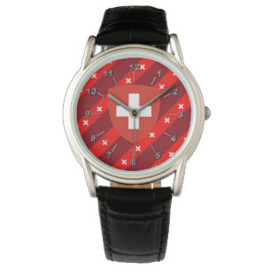 Swiss Stripes Flag Armbanduhr