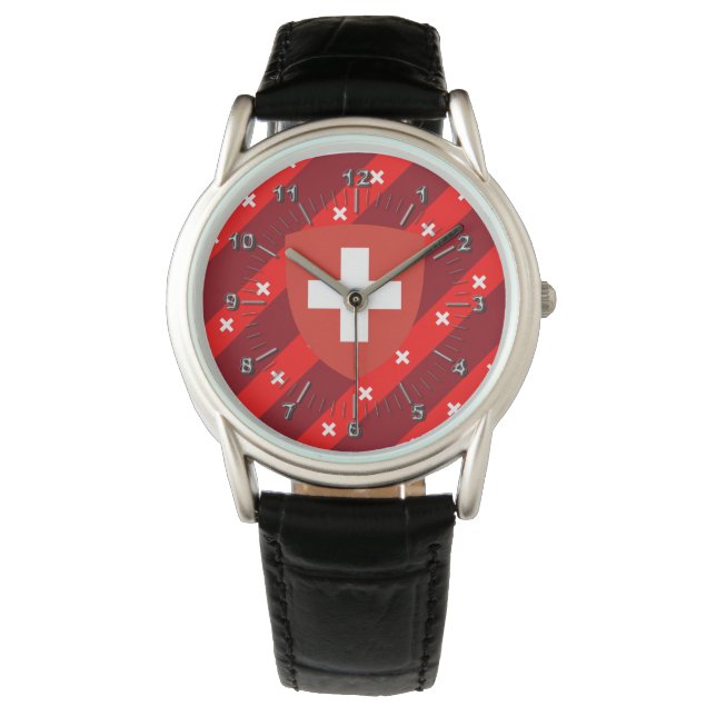 Swiss Stripes Flag Armbanduhr (Vorderseite)