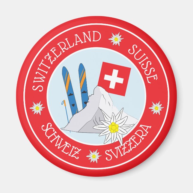 Swiss Travel Souvenir Red Kühlschrank Magnet (Vorne)
