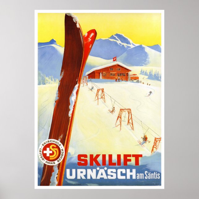 Swiss Vintage Travel Poster - Wiederherstellung (Vorne)