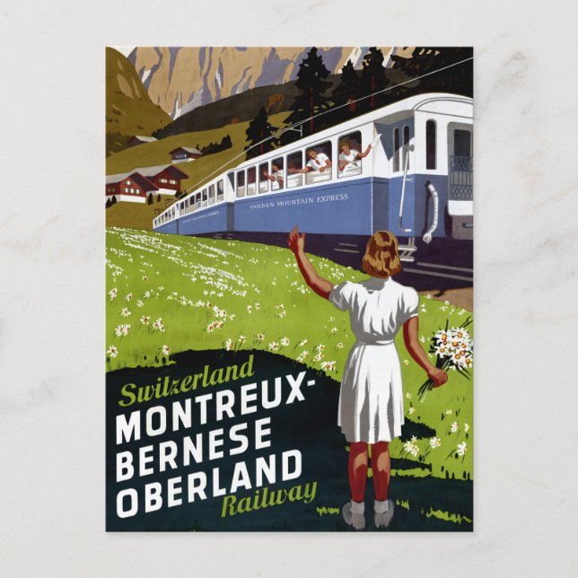 Swiss Vintage Travel Poster - Wiederherstellung Postkarte (Vorderseite)