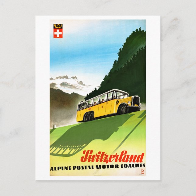 Swiss Vintage Travel Poster - Wiederherstellung Postkarte (Vorderseite)